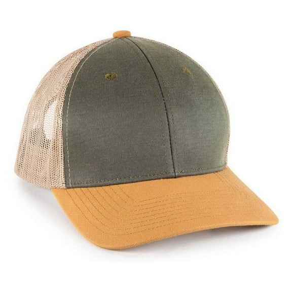 Blank and Custom Outdoor Cap HPD-615M Premium Rugged Trucker Cap-Olive/Khaki/DUK