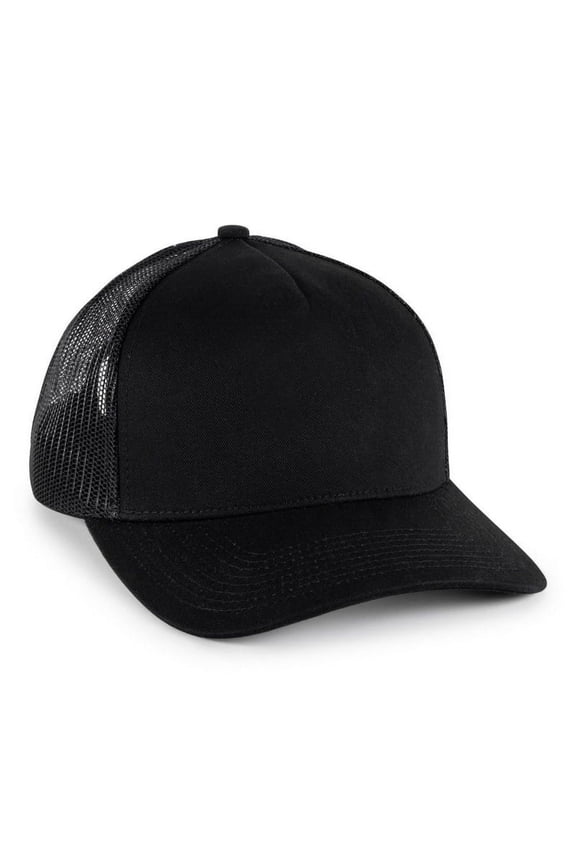 Blank and Custom Outdoor Cap OC571 Premium 5-Panel Trucker Cap-Black/Black