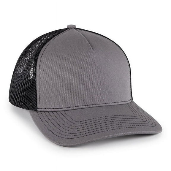 Blank and Custom Outdoor Cap OC571 Premium 5-Panel Trucker Cap-Charcoal/Black