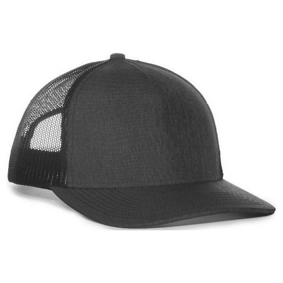 Blank and Custom Outdoor Cap OC571 Premium 5-Panel Trucker Cap-LN Heathered Charcoal/Black