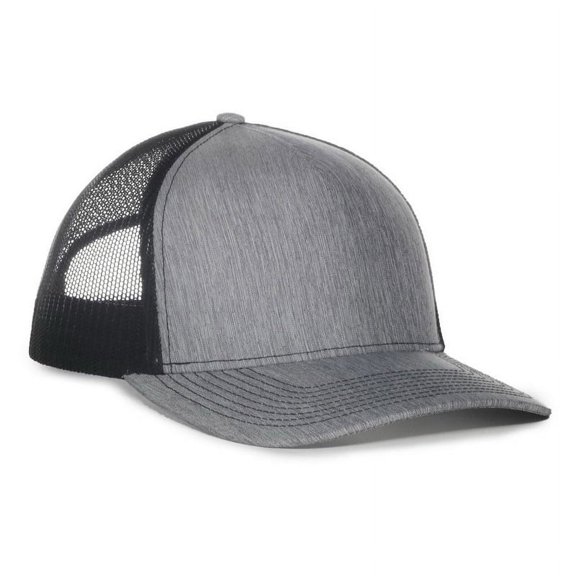 Blank and Custom Outdoor Cap OC571 Premium 5-Panel Trucker Cap-LN Heathered Grey/Black