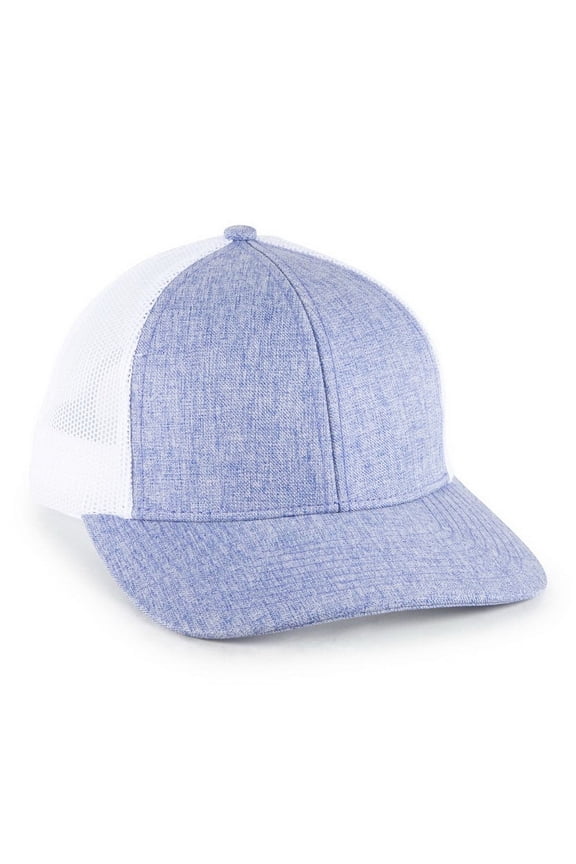 Blank and Custom Outdoor Cap OC770L Low Pro Ladies Trucker, Plastic Snap Closure-Heathered Blue/White