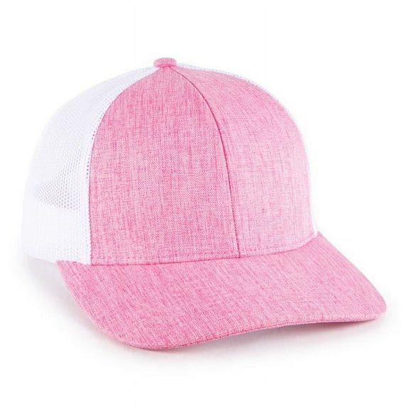 Blank and Custom Outdoor Cap OC770L Low Pro Ladies Trucker, Plastic Snap Closure-Heathered Pink/White