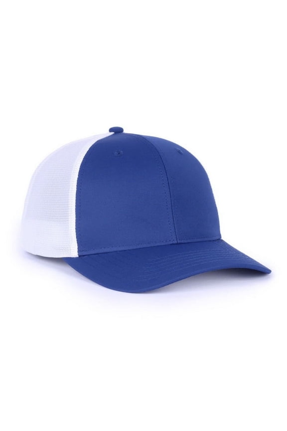 Blank and Custom Outdoor Cap OC771PF Low Pro Ladies Trucker, Soft Snap Closure-Royal/White