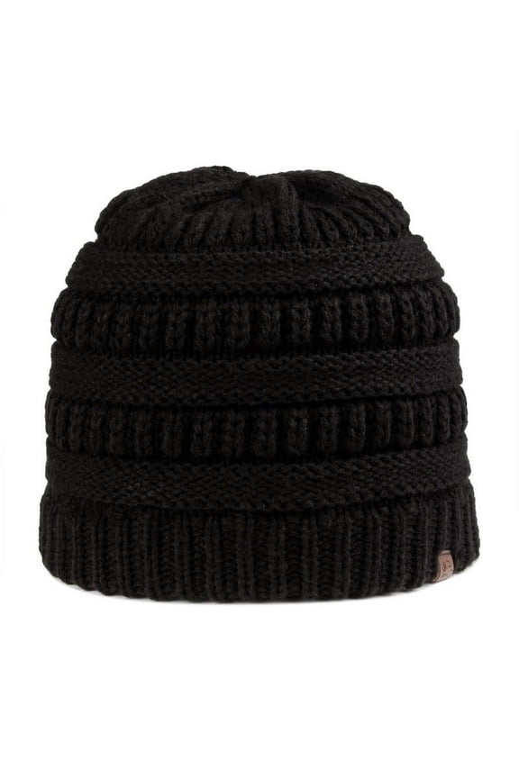 Blank and Custom Outdoor Cap OC807 Oversized Pom Watch Caps-Black