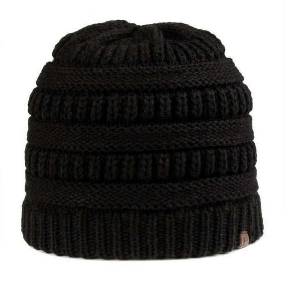 Blank and Custom Outdoor Cap OC807 Oversized Pom Watch Caps-Black