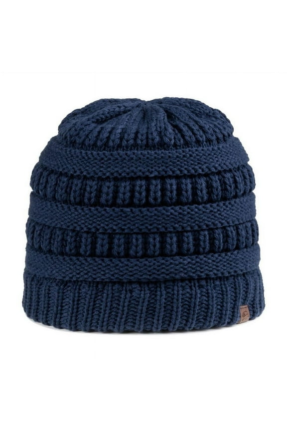 Blank and Custom Outdoor Cap OC807 Oversized Pom Watch Caps-Navy