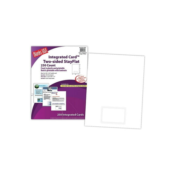 Blanke Blanks/USA 3 3/8" x 2 1/8" 28 lbs. Ledger Integrated Card White 250/Pack BCA25LE1WH
