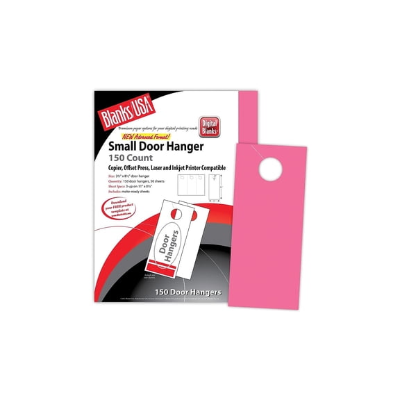 Blanks/USA 3.67" x 8 1/2" 65 lbs. Digital Timberline Cover Door Hanger Plasma Pink 50/Pack