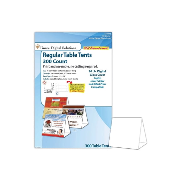 Blanks/USA 4" x 3 3/8" x 5 5/8" 80 lbs. Digital Table Tent White 150/Pack (TTN01FLWH)