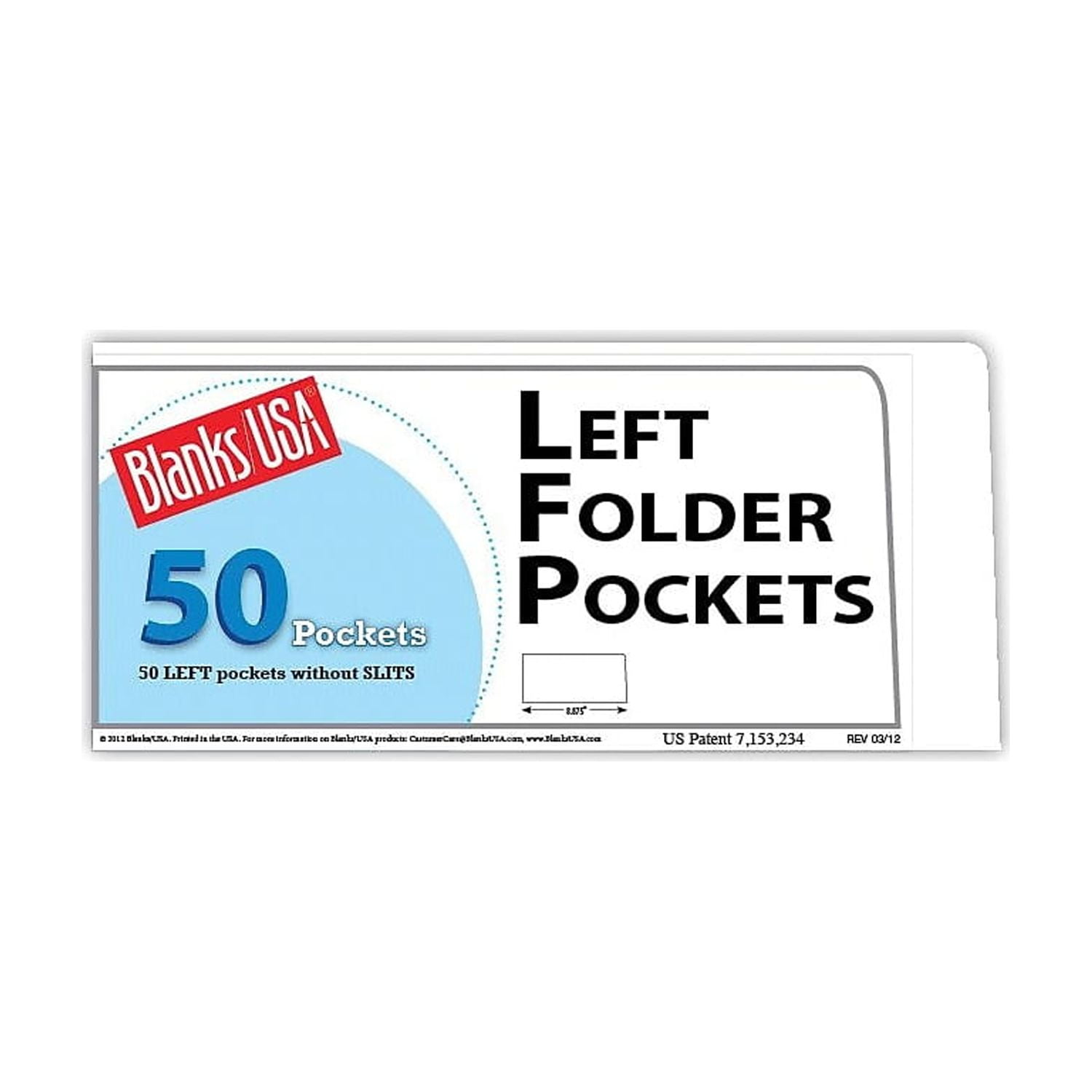 Blanke Blanks/USA 8 7/8" x 4" 80 lbs. Gloss Cover Left Folder With One Pocket White 50/Pack