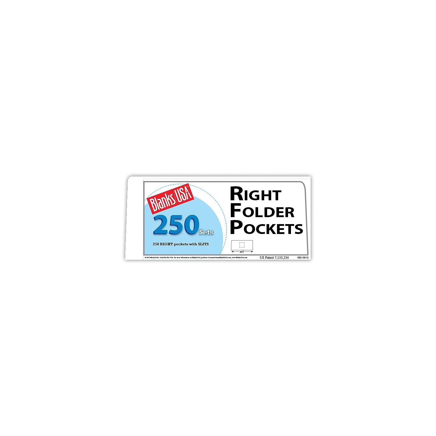Blanks/USA 8 7/8" x 4" 80 lbs. Gloss Cover Right Folder With One Pocket White 250/Pack (FPO2FL1RSWH)