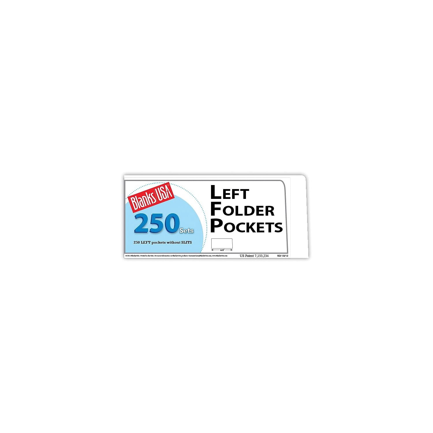 Blanks/USA 8 7/8" x 4" 80 lbs. Matte Cover Left Folder With One Pocket White 250/Pack (FPO2FM1LWH)