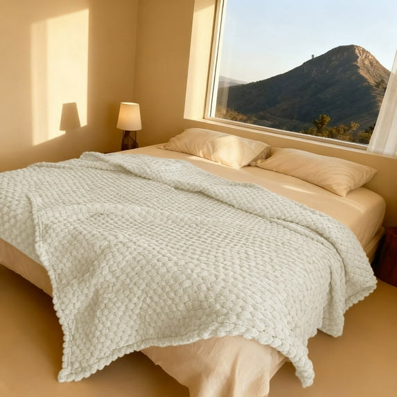 Blanket*1 Fleece Blankets Soft Flannel Blanket for Bed Solid Color Thickened Cozy Microfiber Plush Fuzzy Blanket Sofa Bedroom Throw Rug