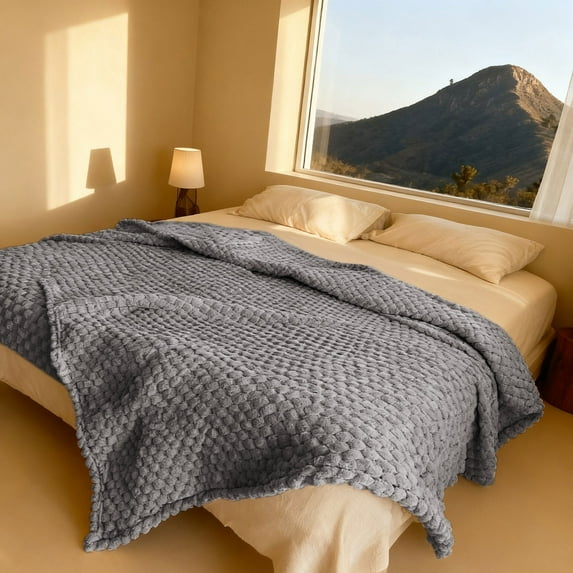 Blanket*1 Fleece Blankets Soft Flannel Blanket for Bed Solid Color Thickened Cozy Microfiber Plush Fuzzy Blanket Sofa Bedroom Throw Rug