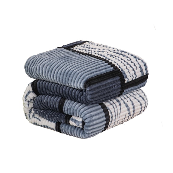 Blanket 100*150cm Springf Summer Soft Flannel Fuzzy Fleece Reversible Velvet Plush Warm Blanket for Couch Sofa Bed (Navy)