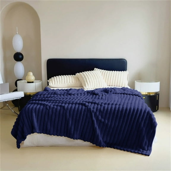 Blanket (200*230)*1 Wide Strip Thickened Imitation Hair Border Coral Fluff Blanket Flannel Blanket Cover Blanket