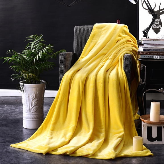 Blanket 70*100Cm Solid Color Blanket French Velvet Blanket Yellow-2* Blankets Cloth Polyester Blanket