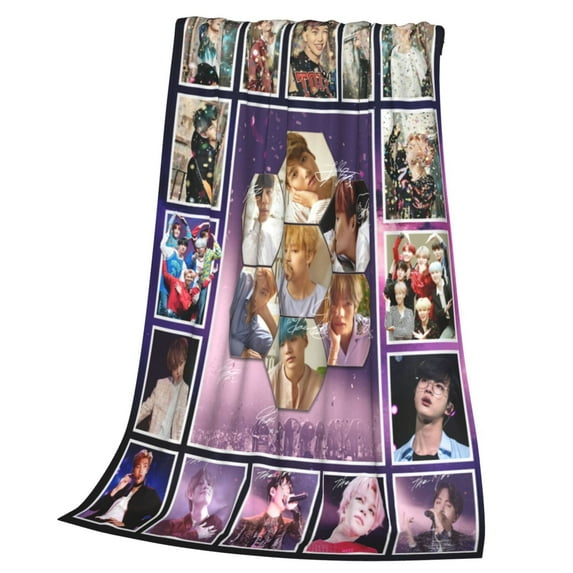 Blanket BTS Throw Korean Blankets Covers Kpop Merch Stuff Air Conditioning Lightweight Soft for Bed Sofa Home Decor Guts Gift for Fans 40" x 50"