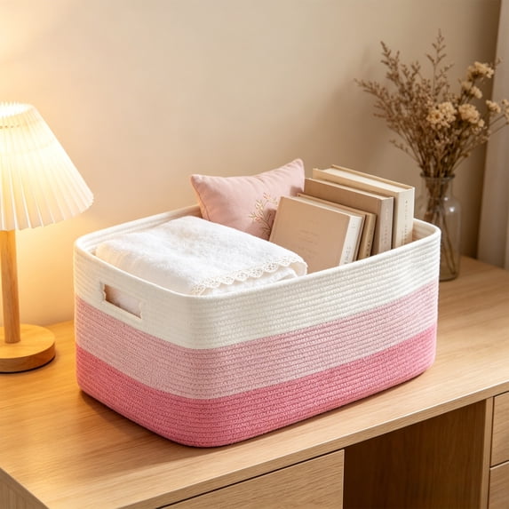 Blanket Basket,Rectangle Woven Baskets for Storage,30L Laundry Basket for Decorative Nursery Blanket,Toys,Dirty Clothes and Magazine in Shelves,Baby Room,and Living Room