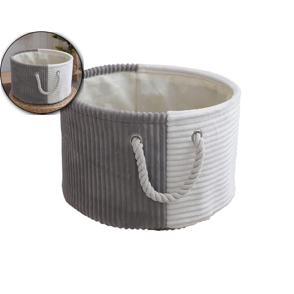 Blanket Basket – Round Storage for Toys and Blankets, Clothes, Stuffed Animals – Soft Basket for Bedroom, Living Room