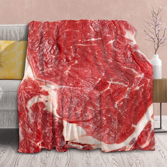 Blanket Beef Meat Fleece Lightweight Throws Gift for Birthday Christmas Soft Flannel Blankets for All Season Bed Sofa Teen Size-50"x60"