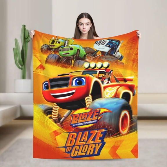 Blanket Blaze And The Monster Machines Flannel Blanket Funny Ultra-Soft Micro Warm Throw Blanket For Boys Girls Young Adults, Warm Flannel Blanket For Living Room Bedroom Couch Bed 50"X40"