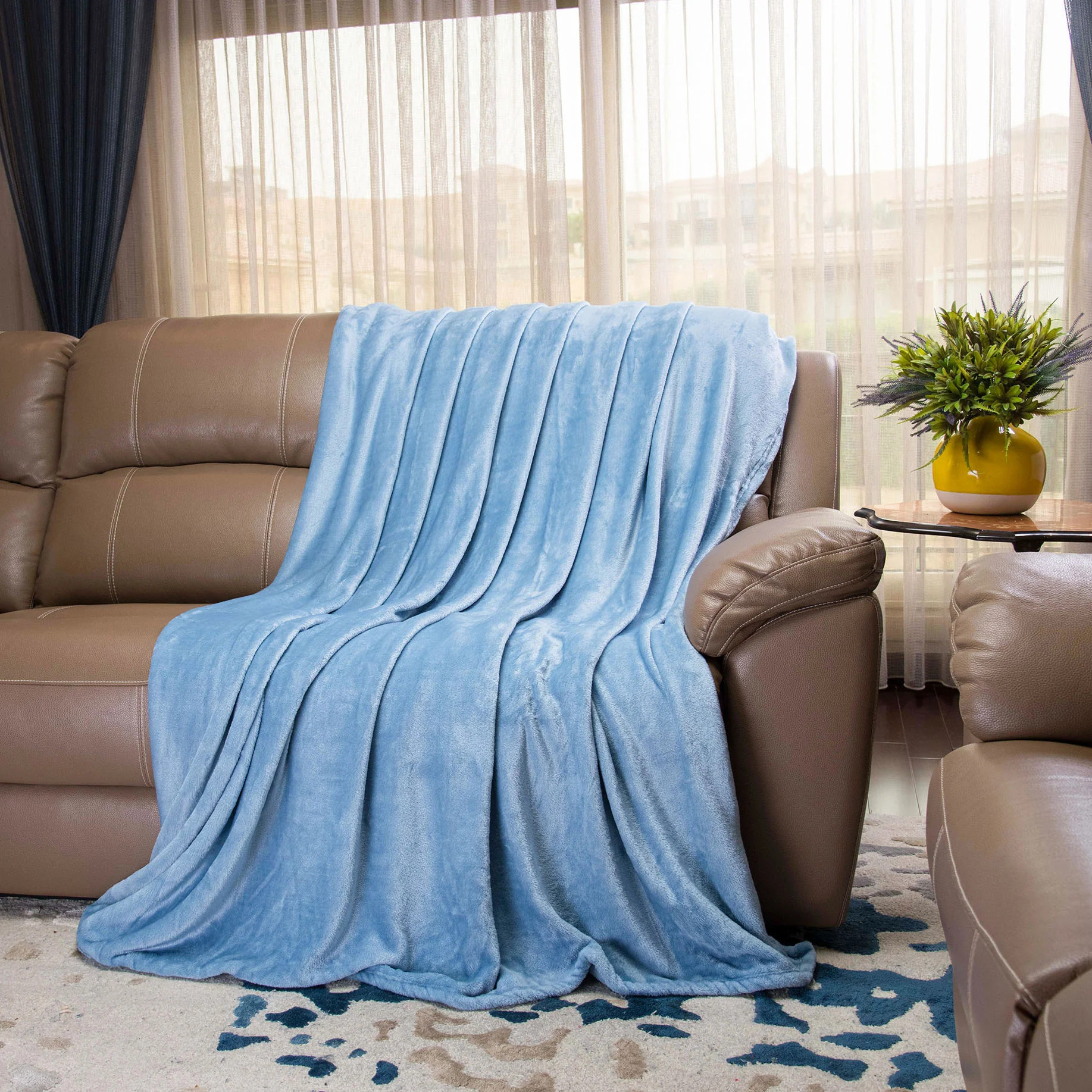 Sunbeam Electric Heated Fleece Channeled Blanket, Twin, Newport Blue