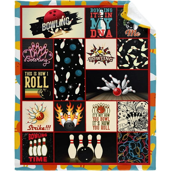 Blanket Bowling Soft Cozy Lightweight Microplush Blankets for Couch Bed Sofa All Season Warm, 50x60in Fleece Blanket