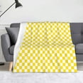 thumbnail image 1 of Blanket with Checkerboard Grid, Yellow Throw Blanket, Funny Mothers Fahers Day Birthday Gifts, Soft Warm Lightweight Micro Checker Flannel Blankets for Chair Car Camping 60X50Inch, 1 of 6