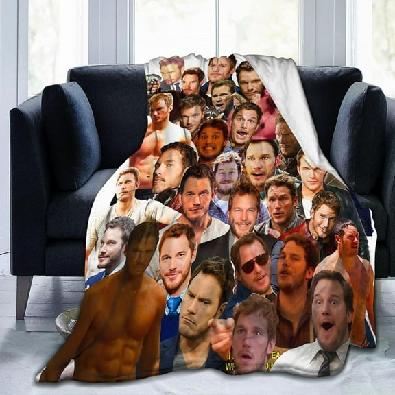 Blanket Chris Actors Pratt Throw Flannel Blankets Warm Soft Cozy Fuzzy Blanket for Bed Sofa Couch Camping Travel Gift Blankets for All Seasons 40""x30"", Black