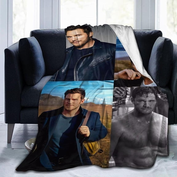 Blanket Chris Actors Pratt Throw Flannel Blankets Warm Soft Cozy Fuzzy Blanket for Bed Sofa Couch Camping Travel Gift Blankets for All Seasons 50""x40"", Black