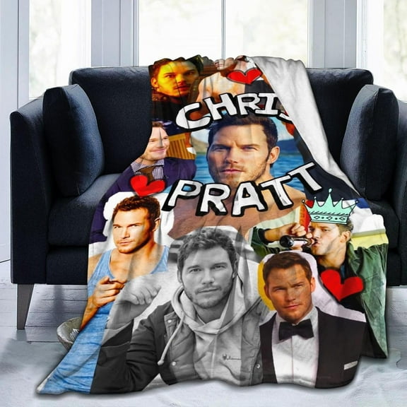 Blanket Chris Actors Pratt Throw Flannel Blankets Warm Soft Cozy Fuzzy Blanket for Bed Sofa Couch Camping Travel Gift Blankets for All Seasons 50""x40"", Black