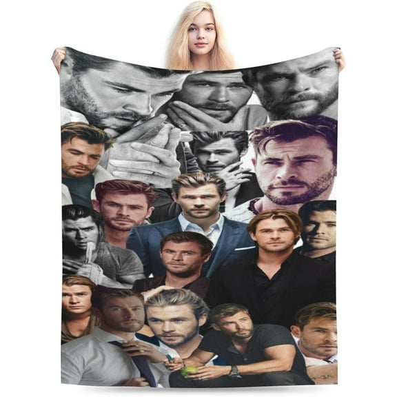 Blanket Chris Hemsworth Soft and Comfortable Wool Fleece Throw Blankets Gift for Home Decoration Sofa Office car Camping Yoga Travel Home Decoration Cozy Plush Beach