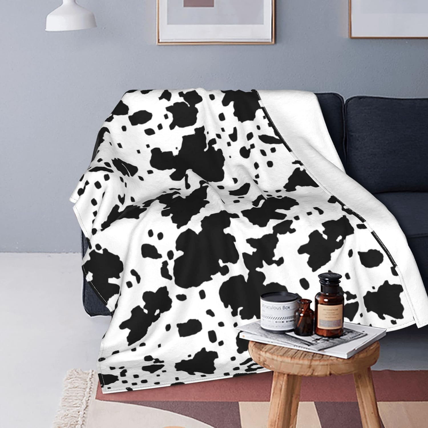 Blanket Cow Print Throw Soft Warmth Flannel Lightweight Cozy Baby