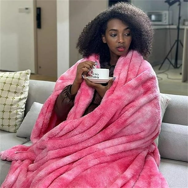 Blanket Cozy Soft Pink Tie Dye Blanket Throw 50 x 70