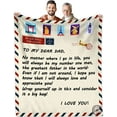 thumbnail image 1 of Blanket for Dad, Birthday Gifts for Dad from Daughter or Son, Warm Birthday Gifts for Dad, Thanksgiving Christmas Best Dad Hug Gifts for Dads, Father Letter Throw Blanket 80" x 60", 1 of 6