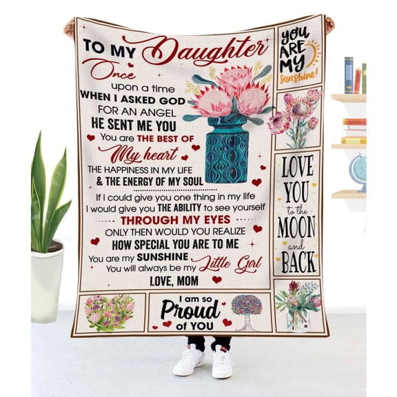 Blanket Daughter From Mom When I Asked God For An Angel, 50x60in Fleece Blanket