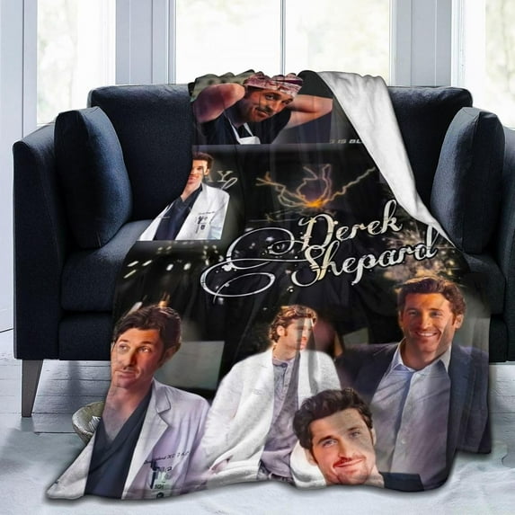 Blanket Derek Actors Shepherd Throw Flannel Blankets Warm Soft Cozy Fuzzy Air Conditioning Blanket for Living Room Sofa Bed Gift Blankets for All Seasons 40"x50"