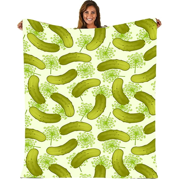 Blanket Dill Pickles Fleece Blanket Foldrable Throw Blanket Washable Couch Sofa Fuzzy Blanket Reversible Plush Blanket Beach Blanket for Home Office
