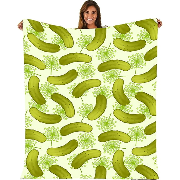 Blanket Dill Pickles Throw Blanket Ultra Soft Velvet Blanket Lightweight Bed Blanket Quilt Durable Home Decor Fleece Blanket Sofa Blanket Luxurious Carpet for Men Women Kids
