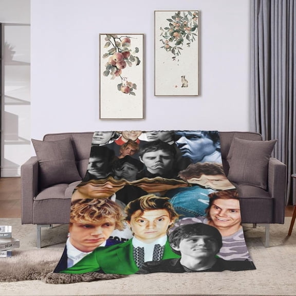 Blanket Evan Peters Soft and Comfortable Wool Fleece Throw Blankets Gift for Home Decoration Sofa Office car Camping Yoga Travel Home Decoration Cozy Plush Beach