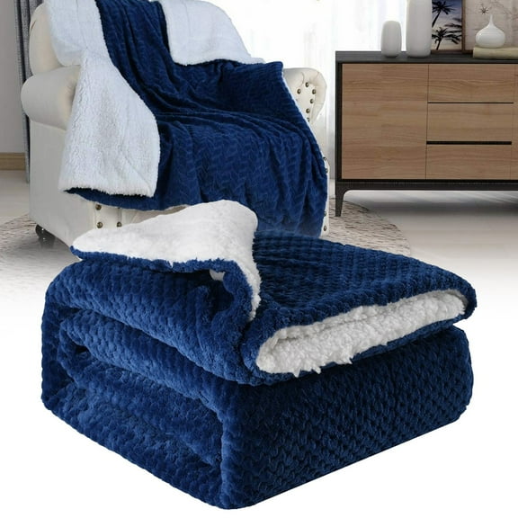 Blanket,Flannel Reversible Blanket For Watching TV Couch Sofa Bed Plush Fuzzy Cozy Soft Blanket Pattern Blue 120cm X150cm