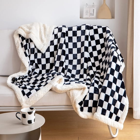 Blanket Fleece Blanket with Checkered Pattern Soft Thick Blanket for Couch, Bed, Sofa Luxurious Warm and Cozy for All Seasons, 30x40in Fleece Blanket