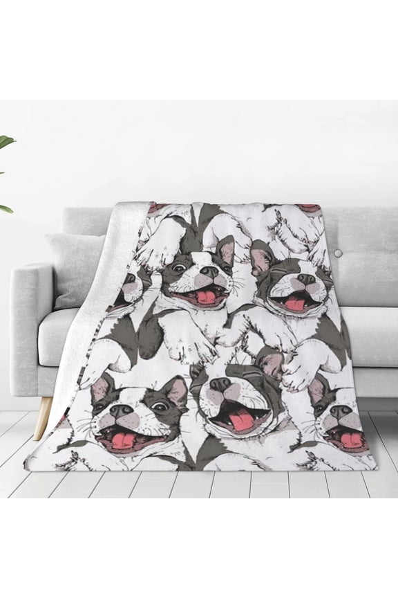 Blanket French Bulldog Cozy All Seasons Flannel Blanket Gift for Woman Girl Baby Kid 50" X 40"