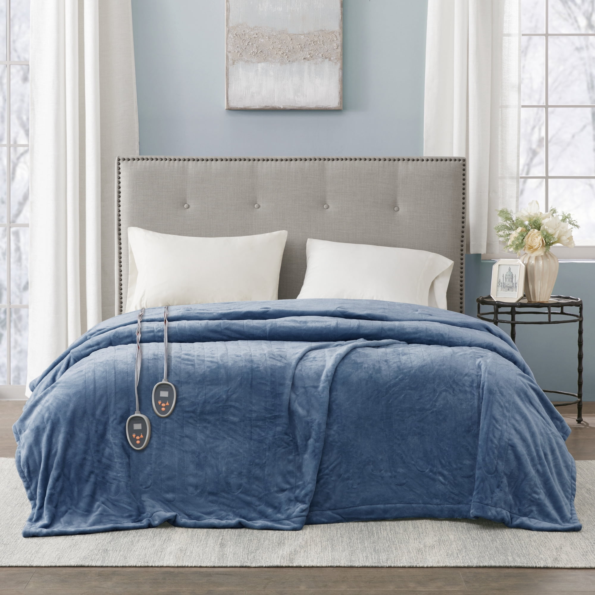Beautyrest Elect Electric Blanket with Two 20 Heat Level Setting  Controllers, King, Grey - Walmart.com