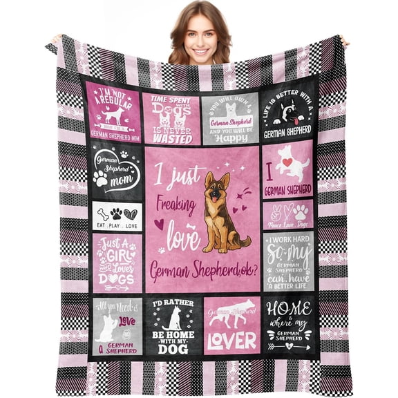 Blanket for German Shepherd Lover Gifts for German Shepherd Mom - 50x60 I Just Freaking Love German Shepherd - Birthday Present for Dog Mom Lover Girls