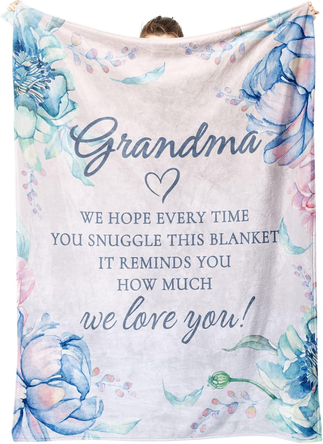 Grandma Gifts Blanket, Grandma Birthday Gifts, Gifts for Grandma from Granddaughter Grandson, Grandparents Day, We Love You Cozy Throw Blankets 50" x 60"