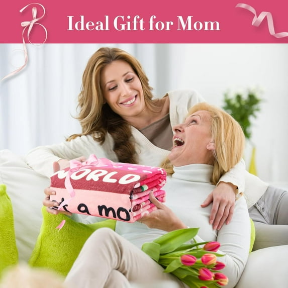 Blanket Gifts for Mom, Mom Birthday Gifts from Daughter & Son, I Love You Present Throw Blanket Mom, Sweet Blanket Gift for Mothers Day, Christmas, Valentine''s Day, Anniversary 60" × 50"