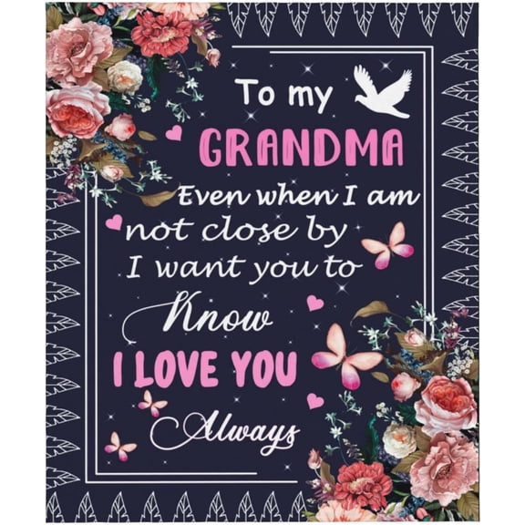 Blanket To My Grandma Cartoon Letter Flannel Blanket Super Soft Warm and Comfortable Blanket for Fall Winter Spring All Season, 30x40in Fleece Blanket